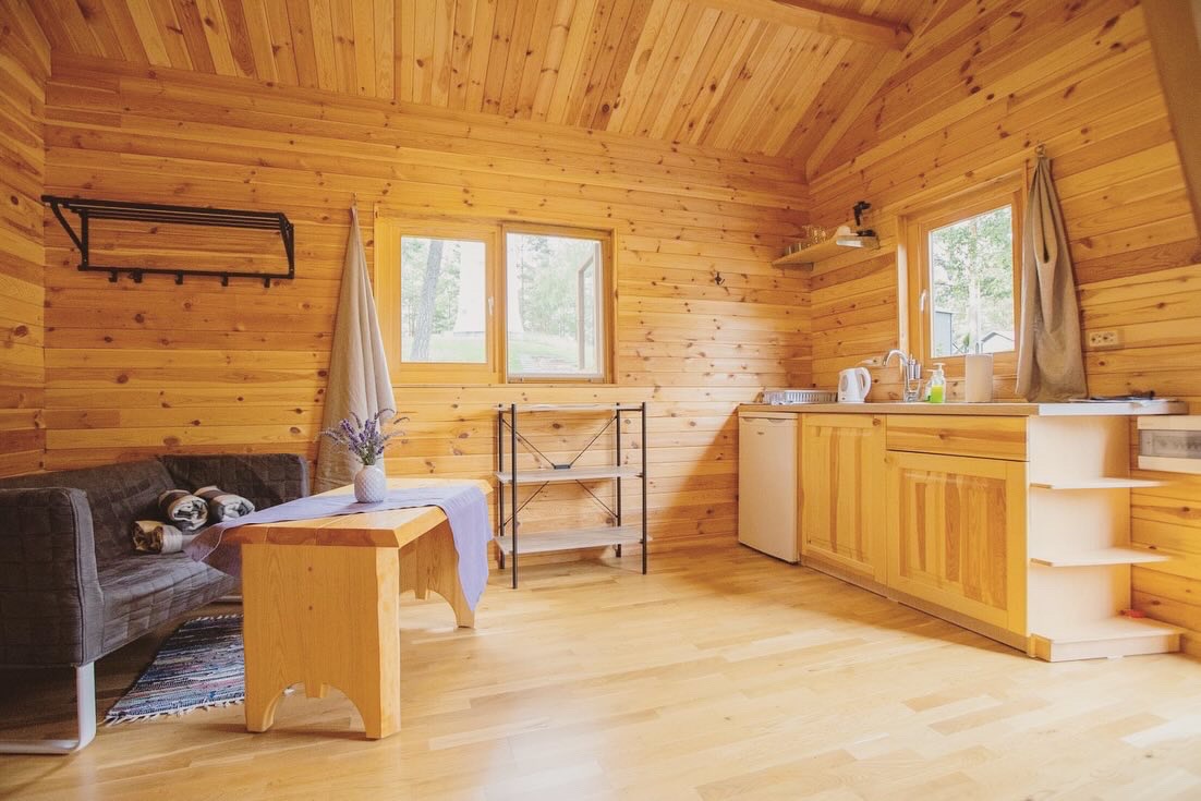Cozy wooden cabin interior