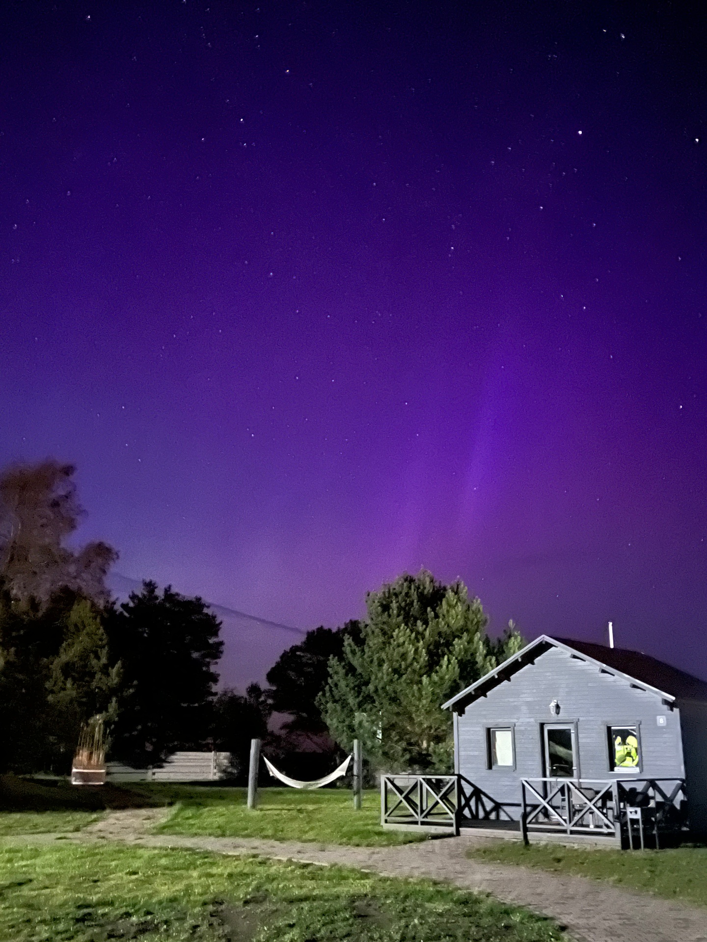 Cabin under the northern lights