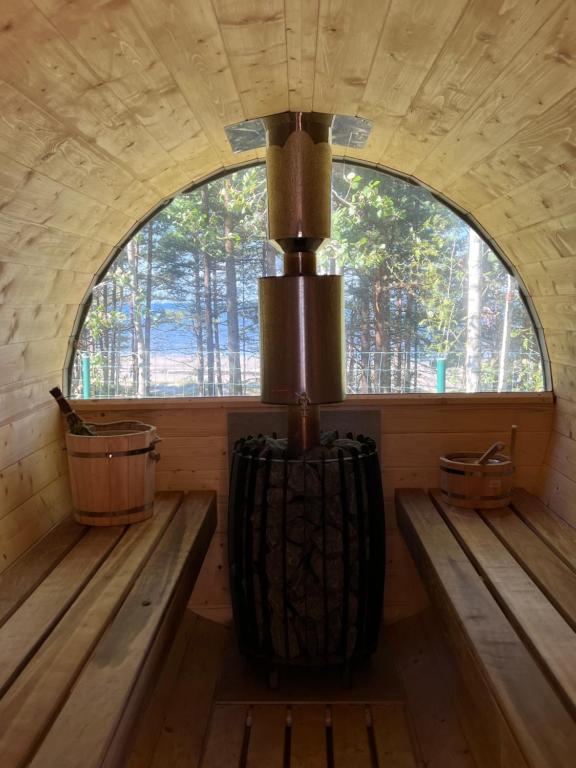 Barrel sauna interior